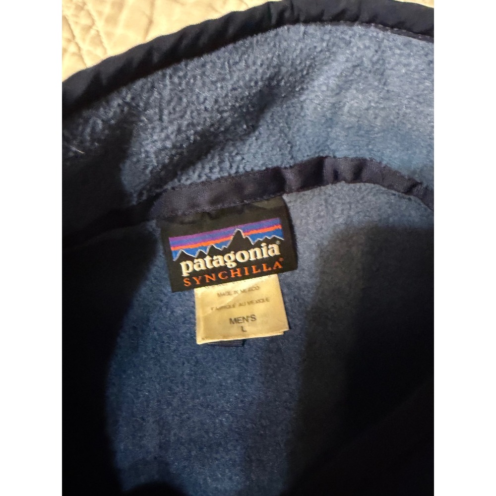 Patagonia Synchilla Snap-T Fleece Pullover Mens Large Blue Striped retired rare - Picture 7 of 16